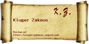 Kluger Zakeus névjegykártya